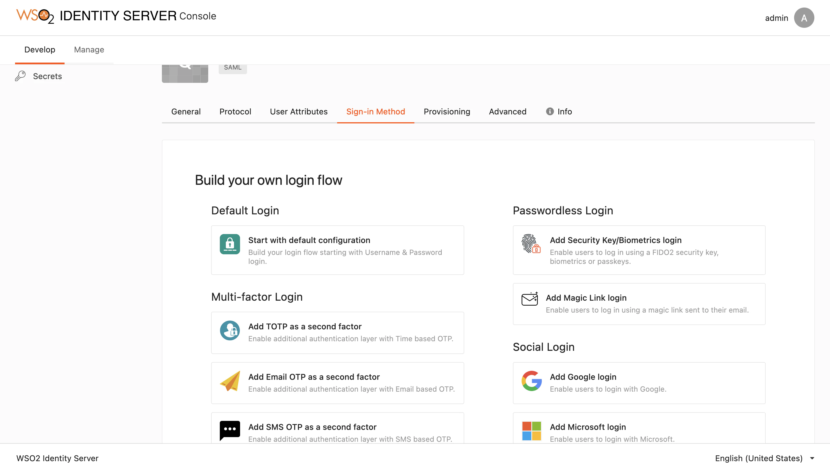 screenshot of WSO2 Identity Server